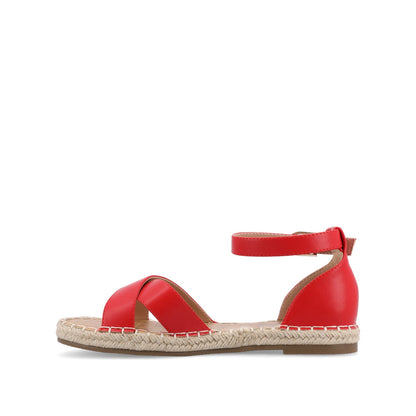 Journee LYDDIA ESPADRILLE SANDALS IN VEGAN LEATHER - Red