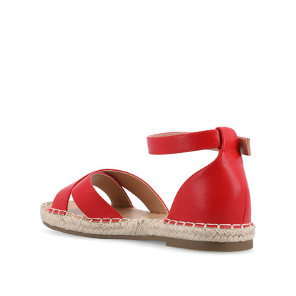 Journee LYDDIA ESPADRILLE SANDALS IN VEGAN LEATHER - Red