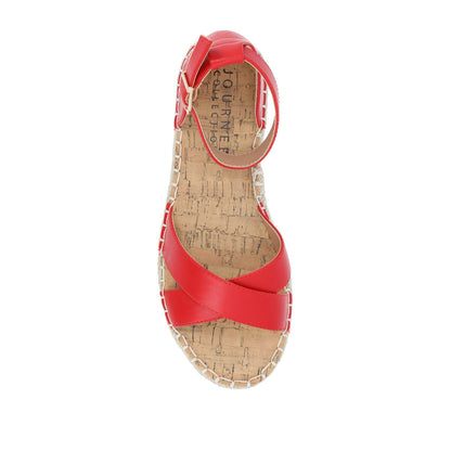 Journee LYDDIA ESPADRILLE SANDALS IN VEGAN LEATHER - Red