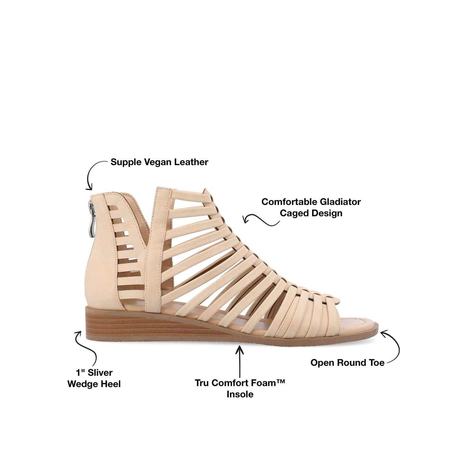 Journee DELILAH GLADIATOR SANDALS IN VEGAN LEATHER - Nude