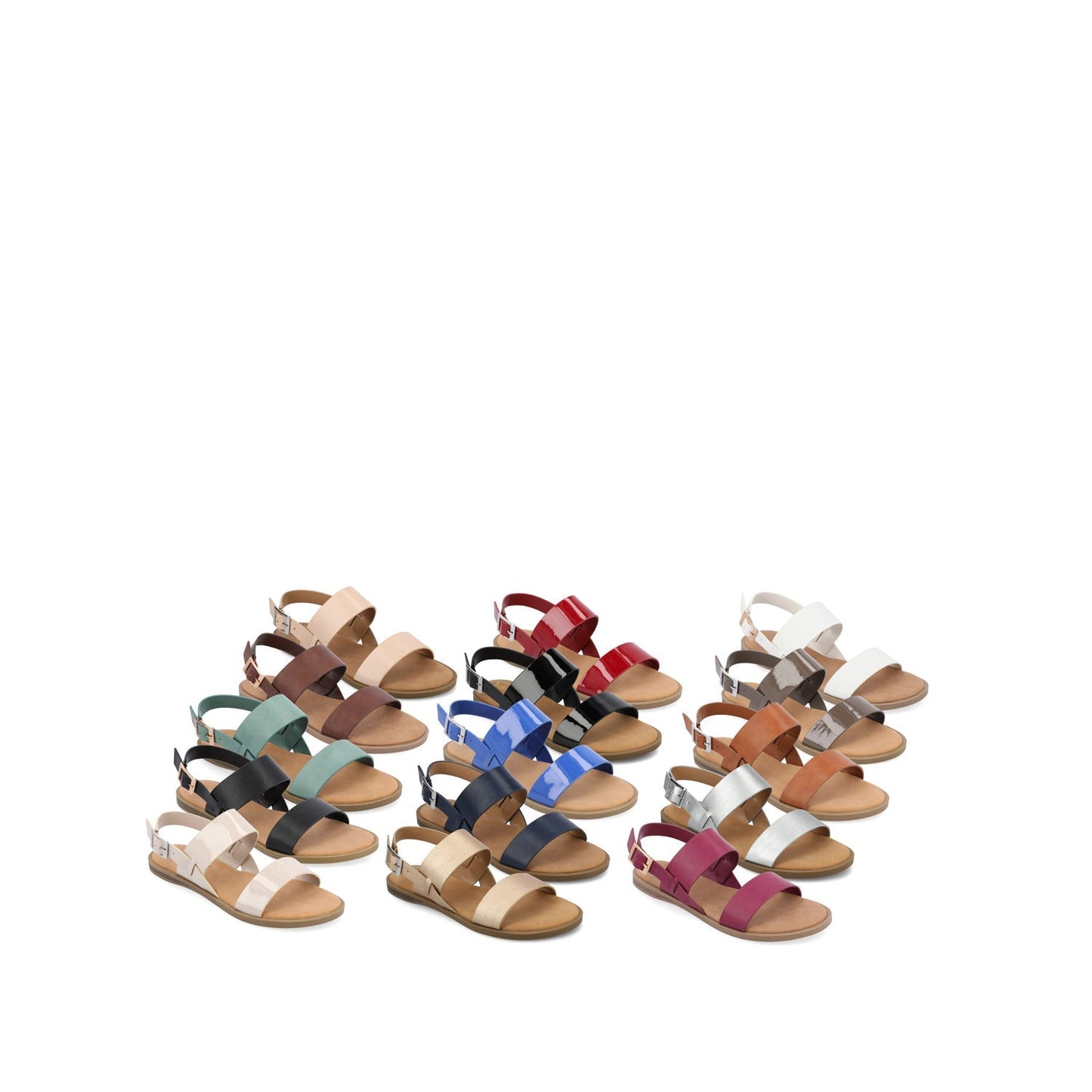 Journee LAVINE MULTI STRAP SANDALS NEW - Black Patent