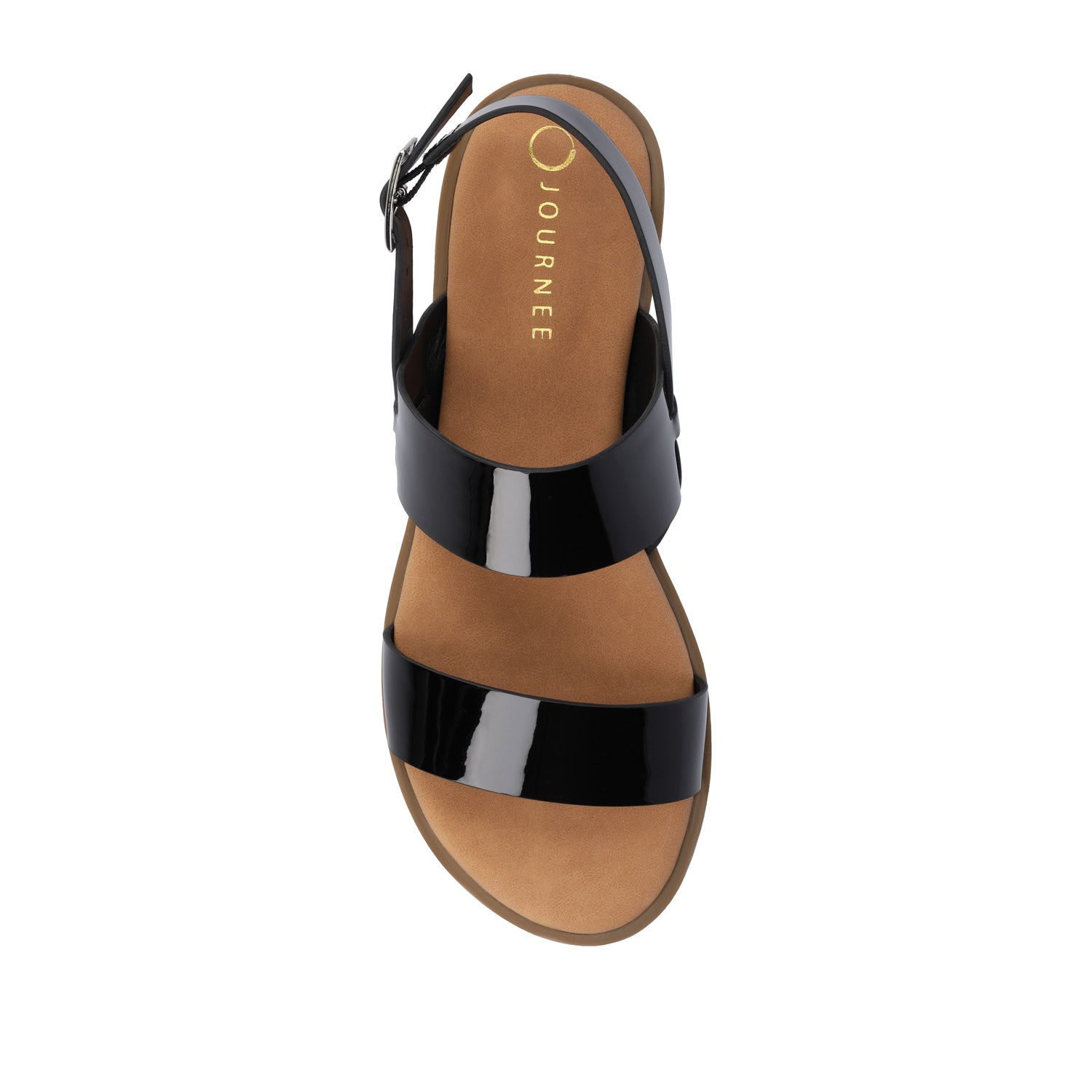 Journee LAVINE MULTI STRAP SANDALS NEW - Black Patent