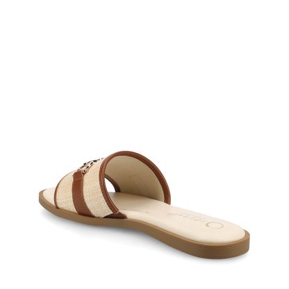 Journee PRIYA SLIP ON SANDALS - Natural Cognac