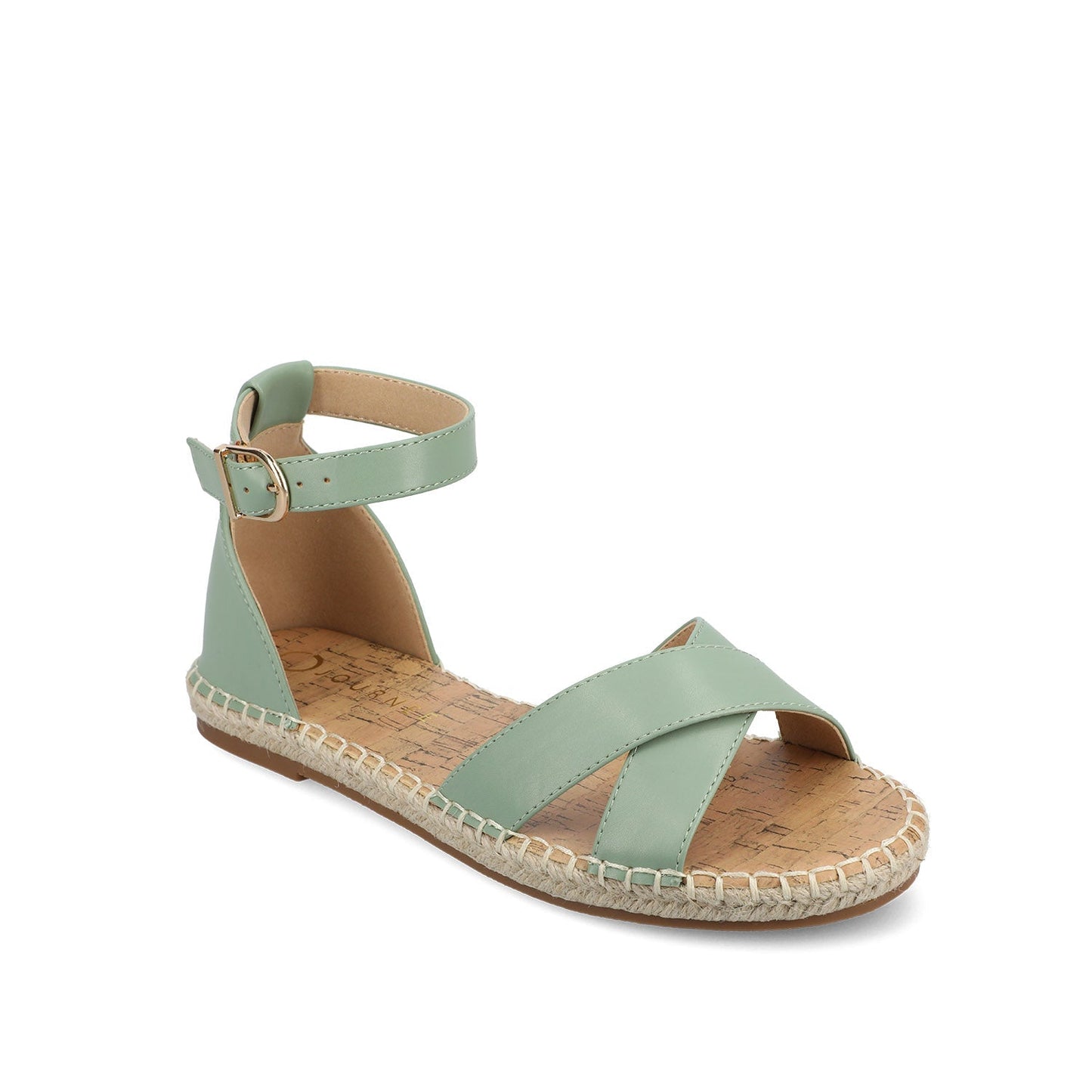 Journee LYDDIA ESPADRILLE SANDALS IN VEGAN LEATHER - Green