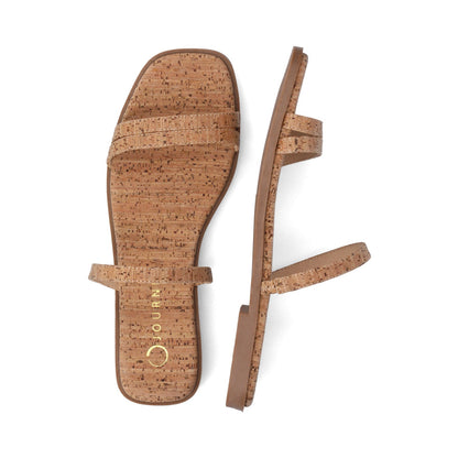 Journee BRISA MULTI STRAP SLIDE SANDALS - Cork