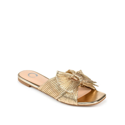 Journee SERLINA PLEATED SLIDE SANDALS IN FOIL - Gold PU 2