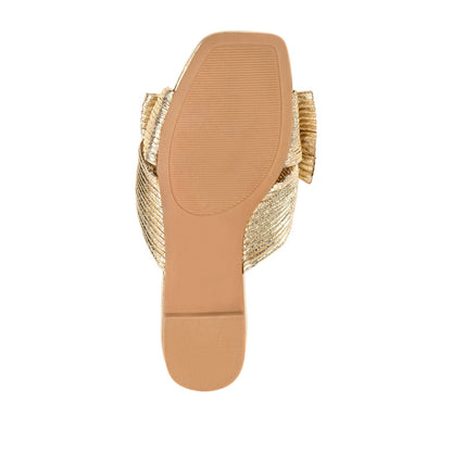 Journee SERLINA PLEATED SLIDE SANDALS IN FOIL - Gold PU 2