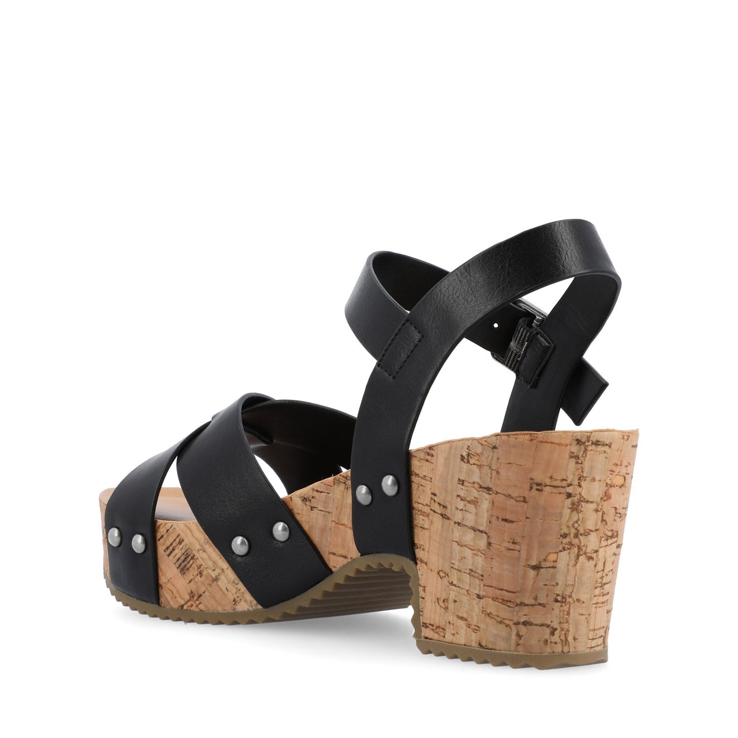Journee VALENTINA HEELED SANDALS IN VEGAN LEATHER - Black