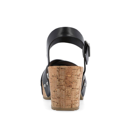 Journee VALENTINA HEELED SANDALS IN VEGAN LEATHER - Black