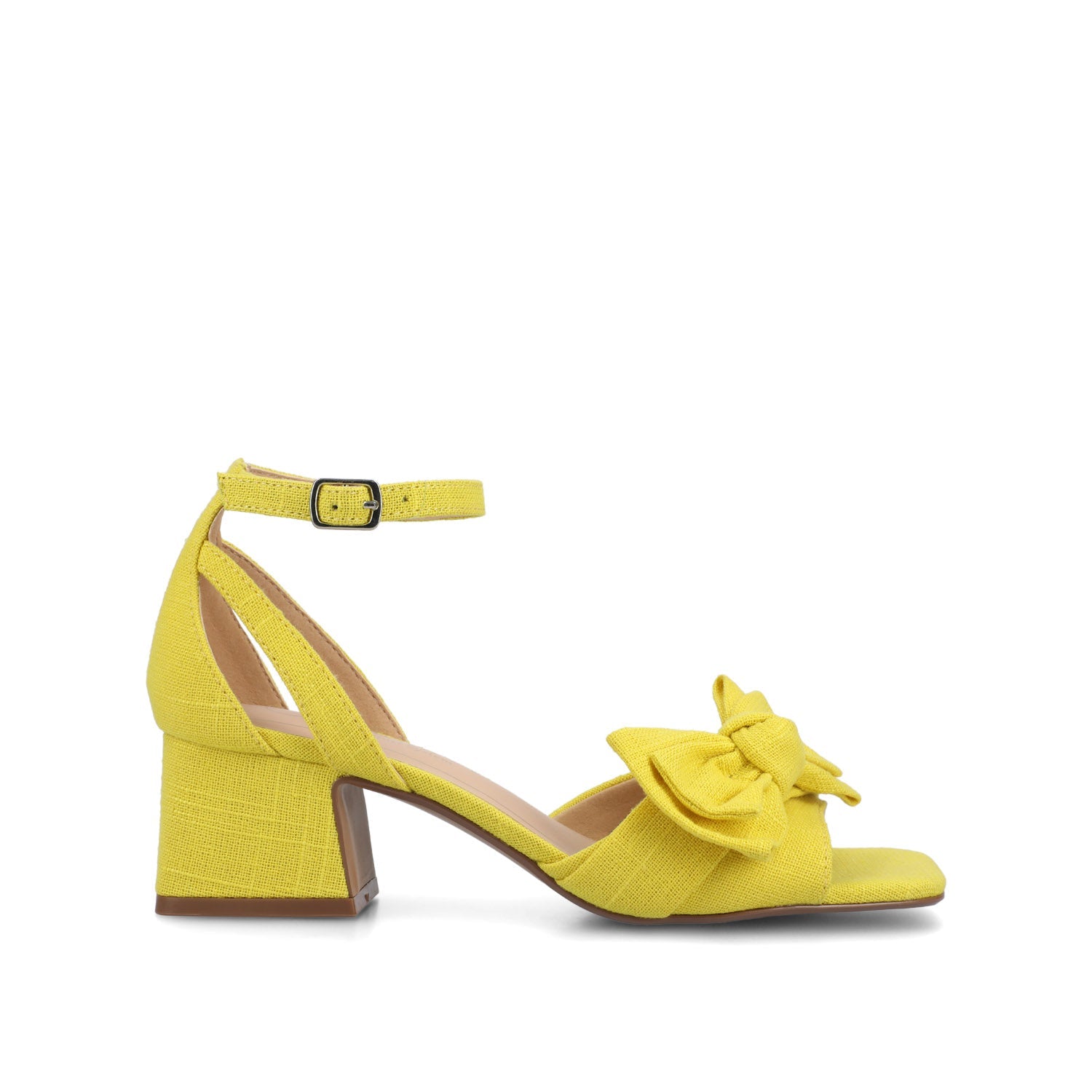 Journee ZEVI STRAPPY BLOCK HEELS IN FABRIC - Mango