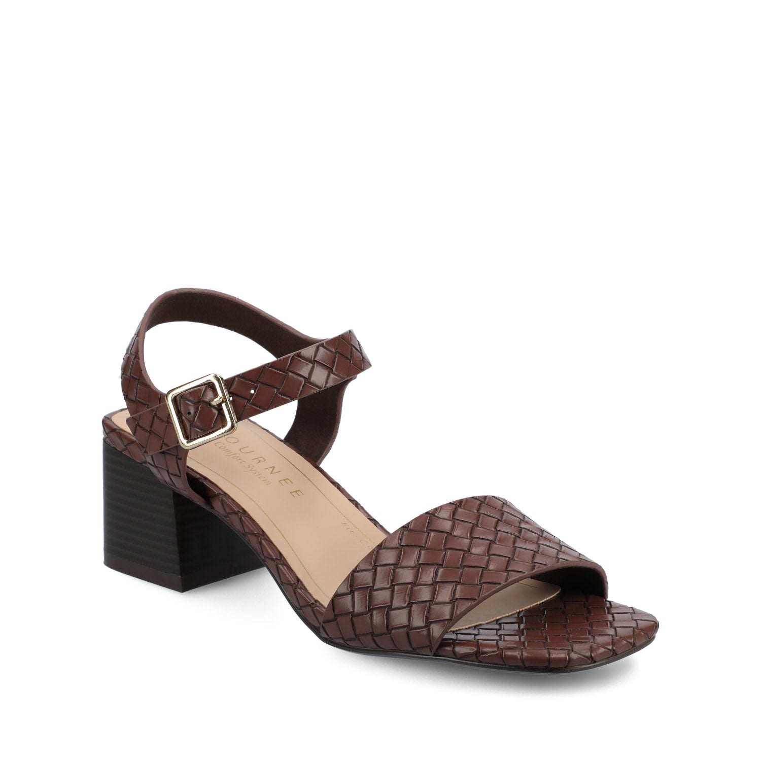 Journee SHAINA OPEN TOE HEELS - Chocolate Woven