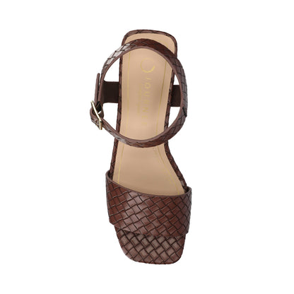 Journee SHAINA OPEN TOE HEELS - Chocolate Woven