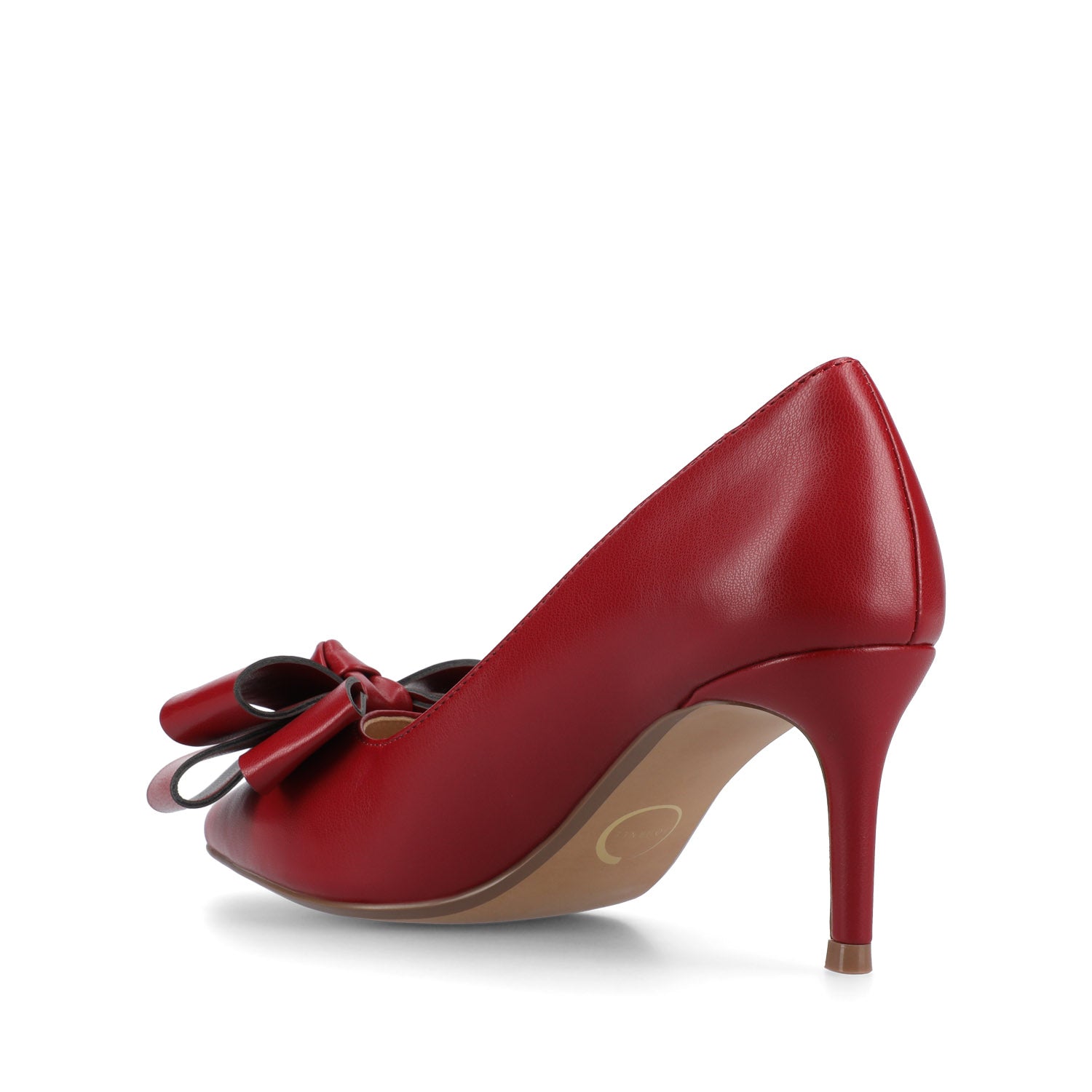 Journee CRYSTOL STILETTO PUMP HEELS IN VEGAN LEATHER - Cranberry