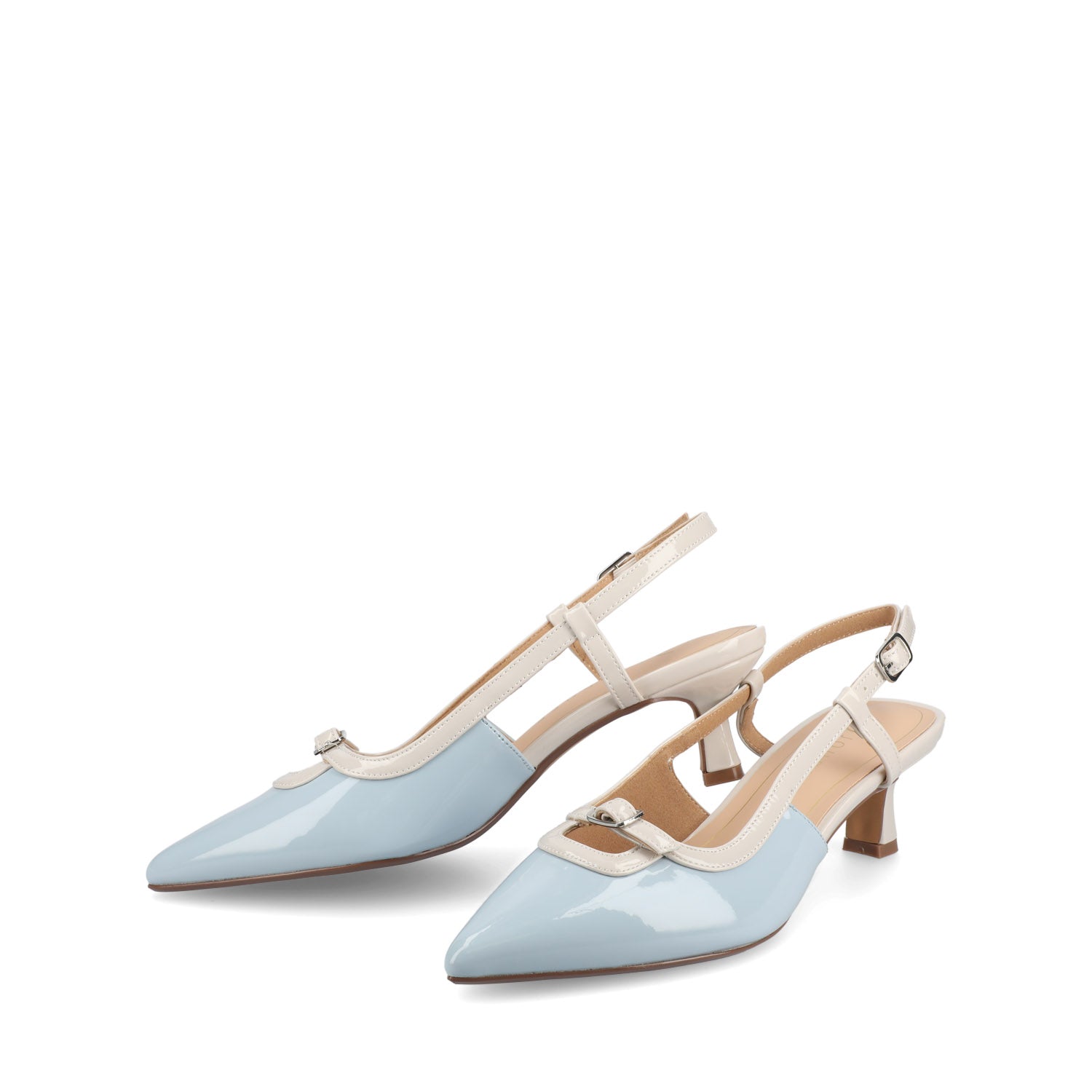 Journee PADMA KITTEN HEELS IN VEGAN LEATHER - Blue Patent
