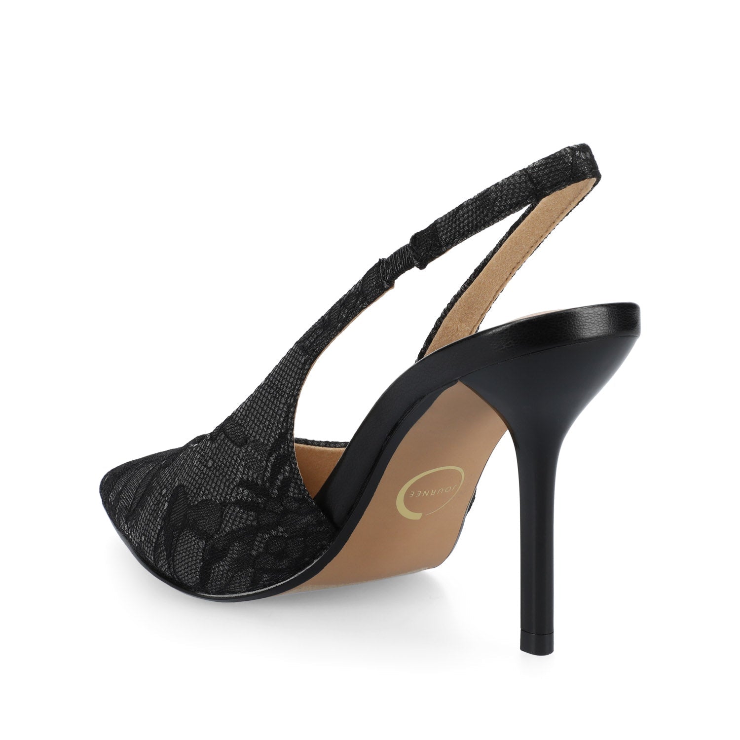 Journee ELENNEY SLINGBACK STILETTO HEELS IN STATEMENT - Black Lace