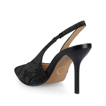 Journee ELENNEY SLINGBACK STILETTO HEELS IN STATEMENT - Black Lace