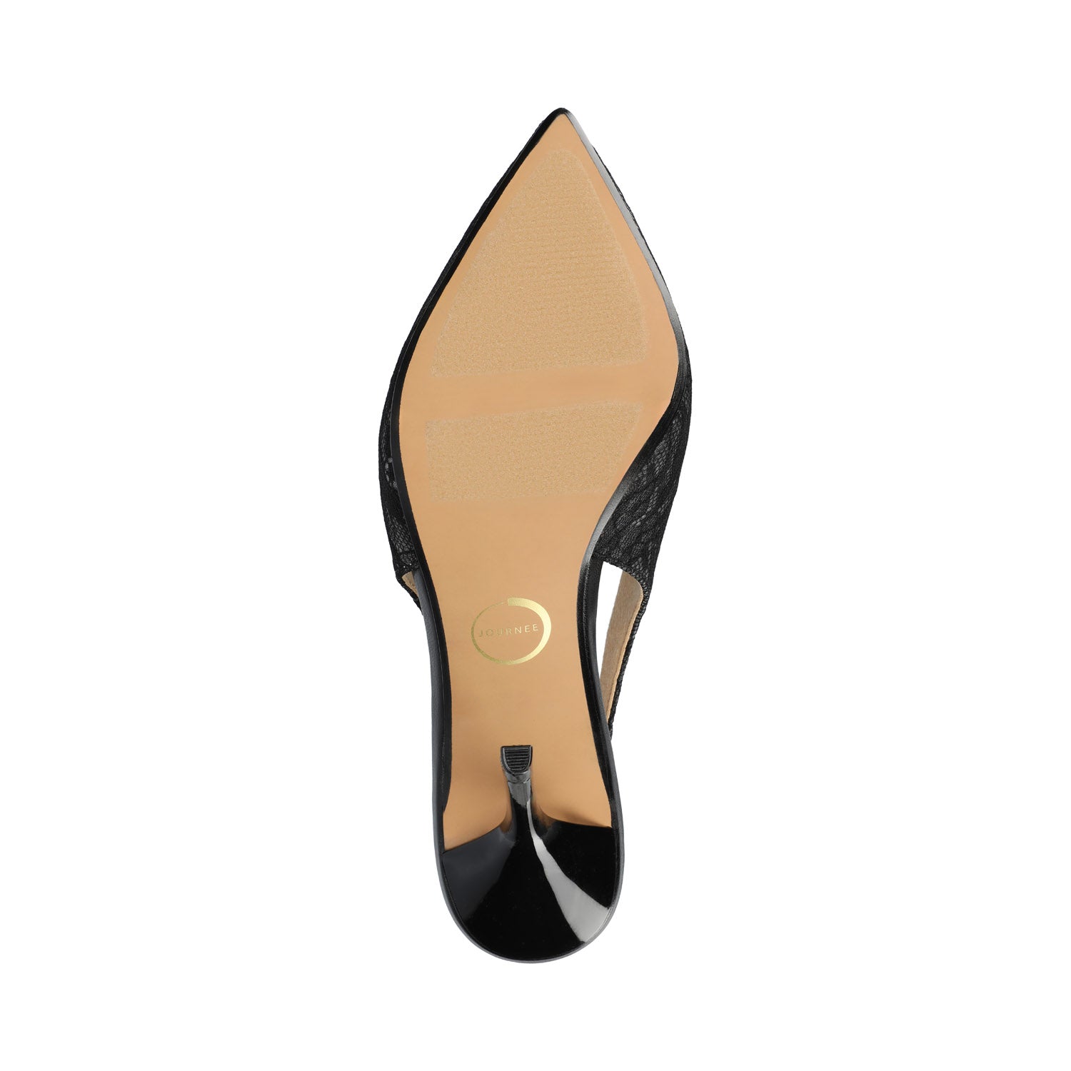 Journee ELENNEY SLINGBACK STILETTO HEELS IN STATEMENT - Black Lace