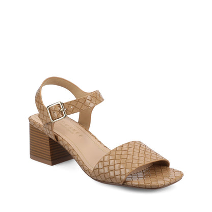 Journee SHAINA OPEN TOE HEELS - Tan Woven