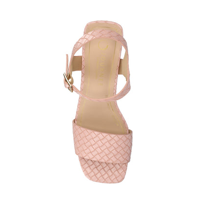 Journee SHAINA OPEN TOE HEELS - Pink Woven