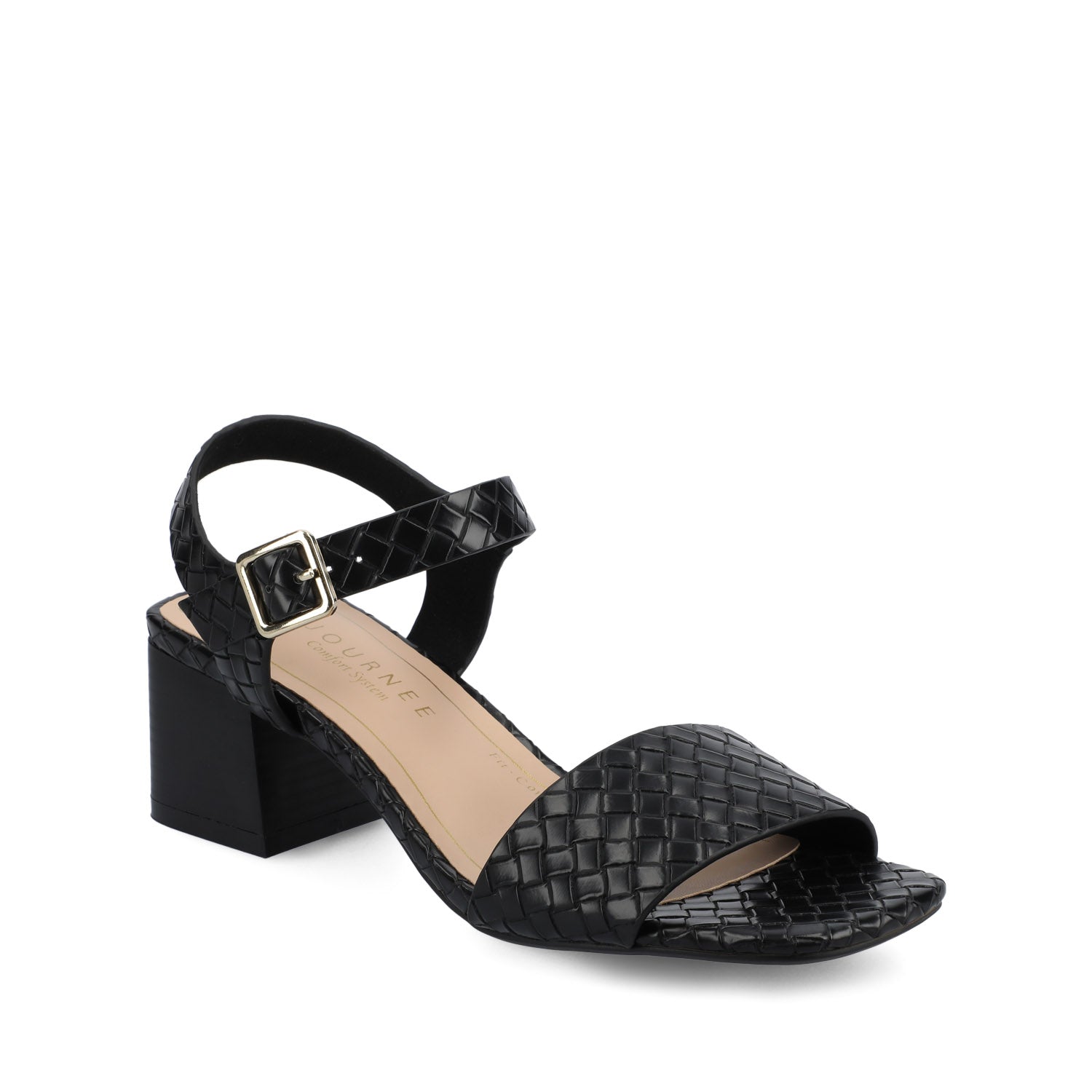 Journee SHAINA OPEN TOE HEELS - Black Woven