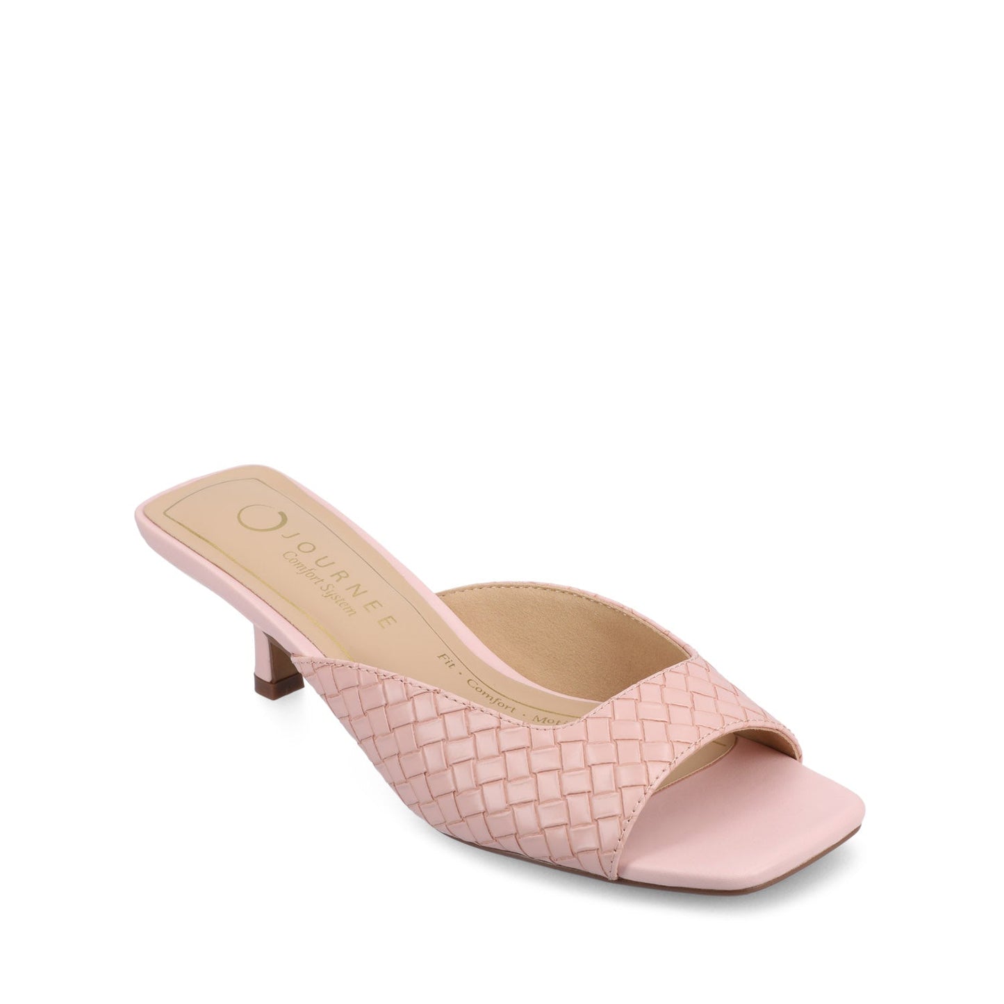 Journee LARNA VEGAN LEATHER PEEP TOE KITTEN HEELS - Pink Woven