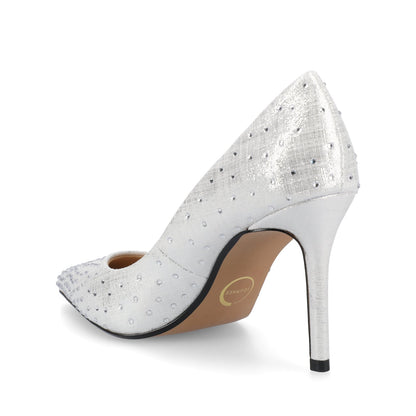 Journee VENUS STATEMENT STILETTO DRESS PUMP HEELS - Silver