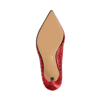 Journee VENUS STATEMENT STILETTO DRESS PUMP HEELS - Red
