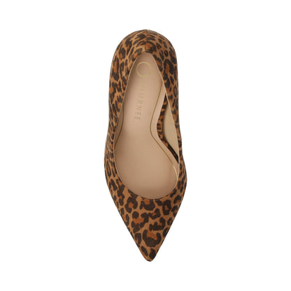 Journee VENUS STATEMENT STILETTO DRESS PUMP HEELS - Leopard/Camel