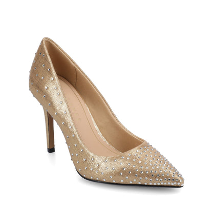 Journee VENUS STATEMENT STILETTO DRESS PUMP HEELS - Gold