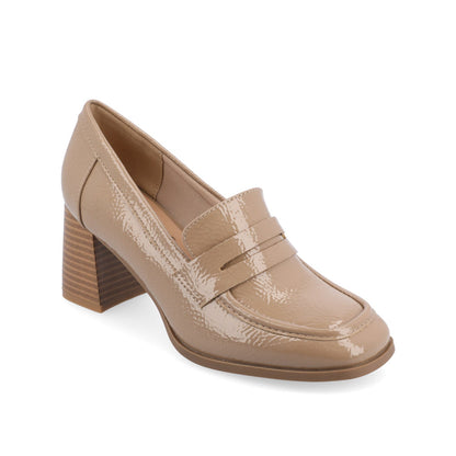Journee MALLEAH BLOCK HEEL LOAFERS - Patent Taupe