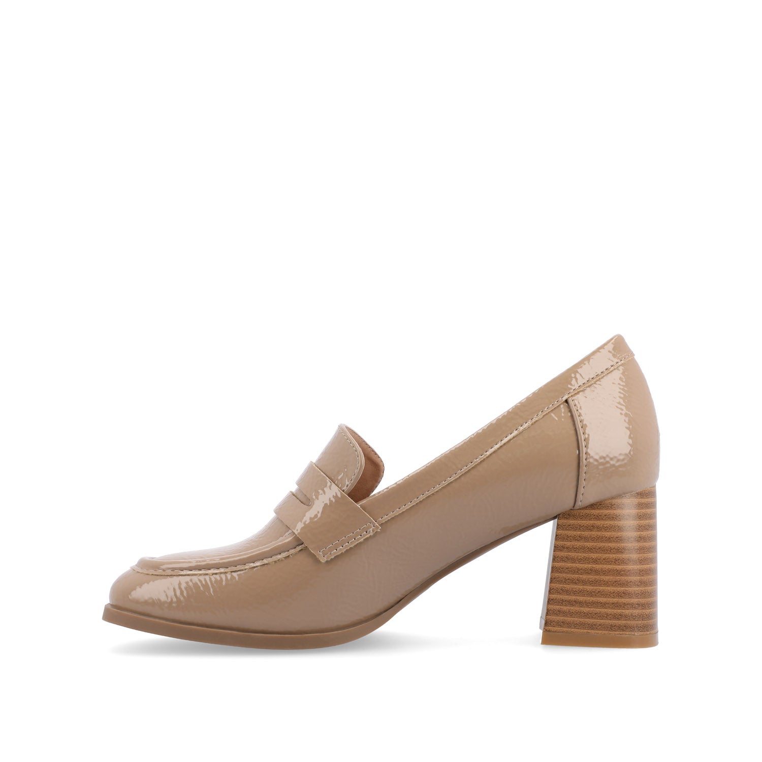 Journee MALLEAH BLOCK HEEL LOAFERS - Patent Taupe