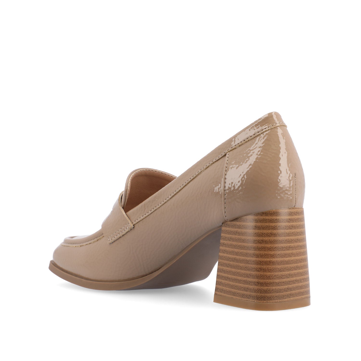 Journee MALLEAH BLOCK HEEL LOAFERS - Patent Taupe