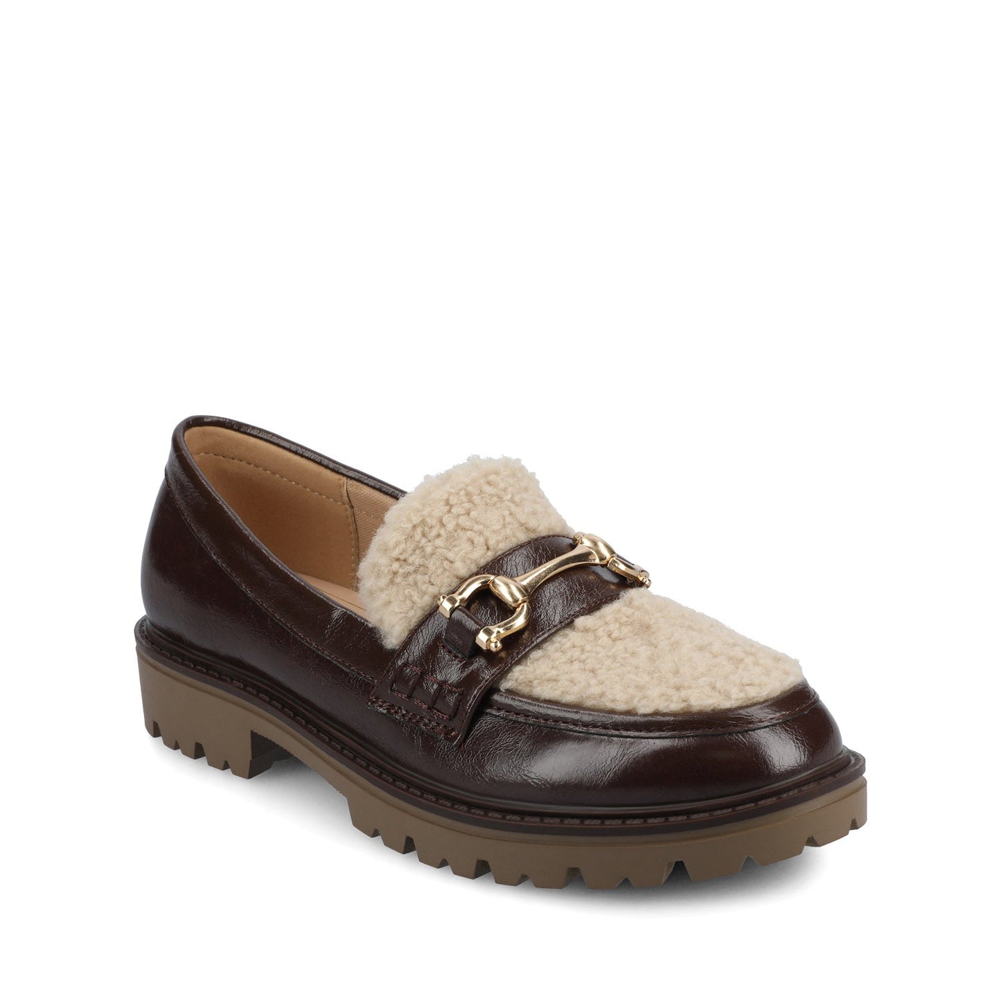 Journee JESSAMEY LOAFER FLAT - Crinkle Brown Sherpa
