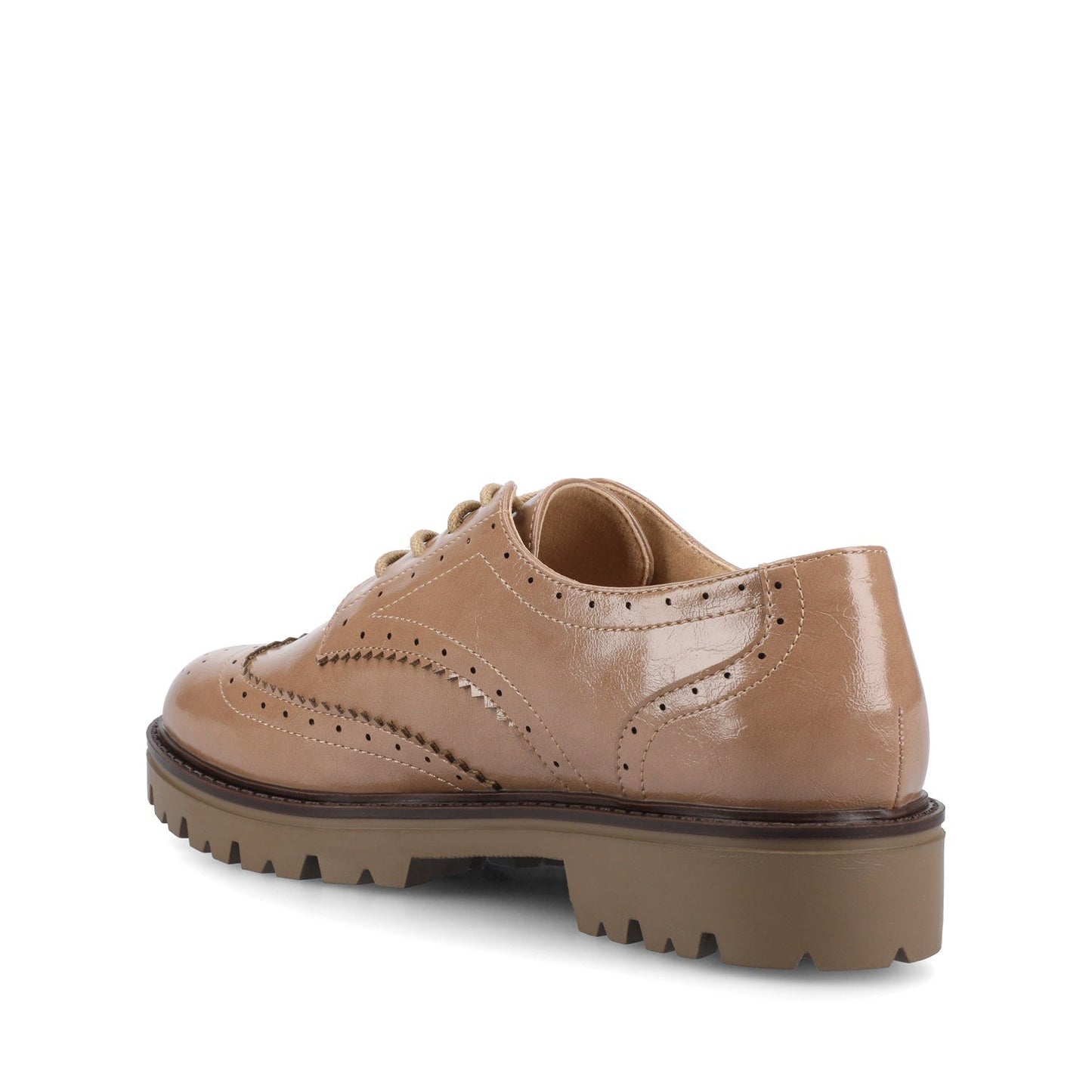 Journee CLAUDIYA OXFORD LOAFER IN VEGAN LEATHER - Taupe Patent
