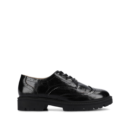 Journee CLAUDIYA OXFORD LOAFER IN VEGAN LEATHER - Black Patent