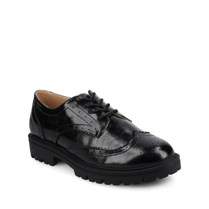 Journee CLAUDIYA OXFORD LOAFER IN VEGAN LEATHER - Black Patent