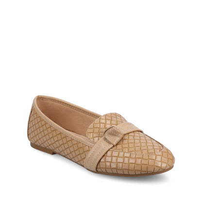 Journee MARCI LOAFER FLATS IN VEGAN LEATHER - Tan Woven