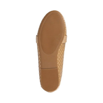 Journee MARCI LOAFER FLATS IN VEGAN LEATHER - Tan Woven
