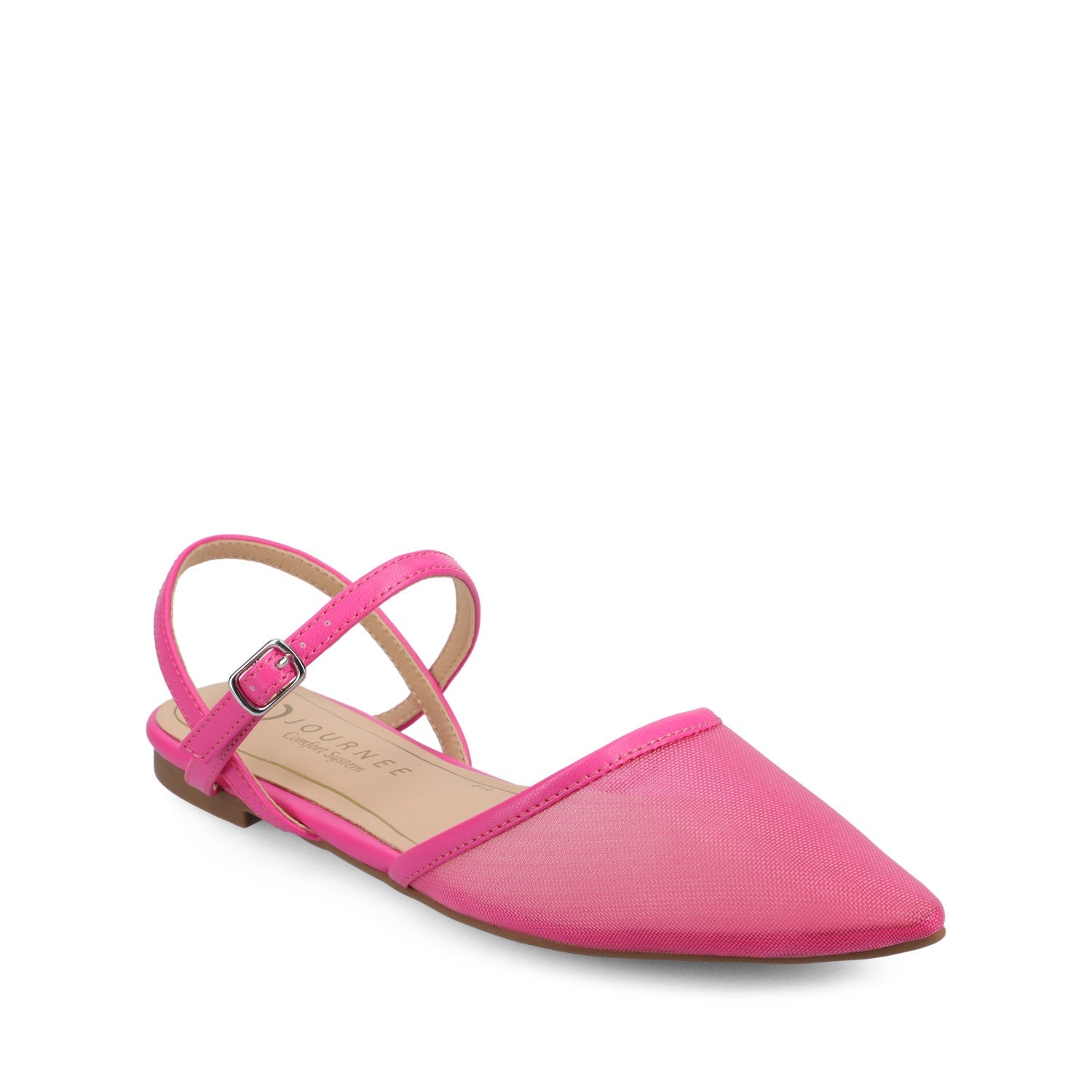 Journee MARTINE SLINGBACK FLATS IN VEGAN LEATHER - Hot Pink Mesh