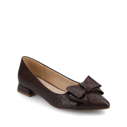 Journee OPHELIA LOW BLOCK CROCO BALLET FLATS - Brown Croco
