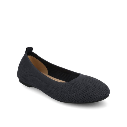 Journee MARYANN KNIT FABRIC BALLET FLATS IN STATEMENT - Navy Knit