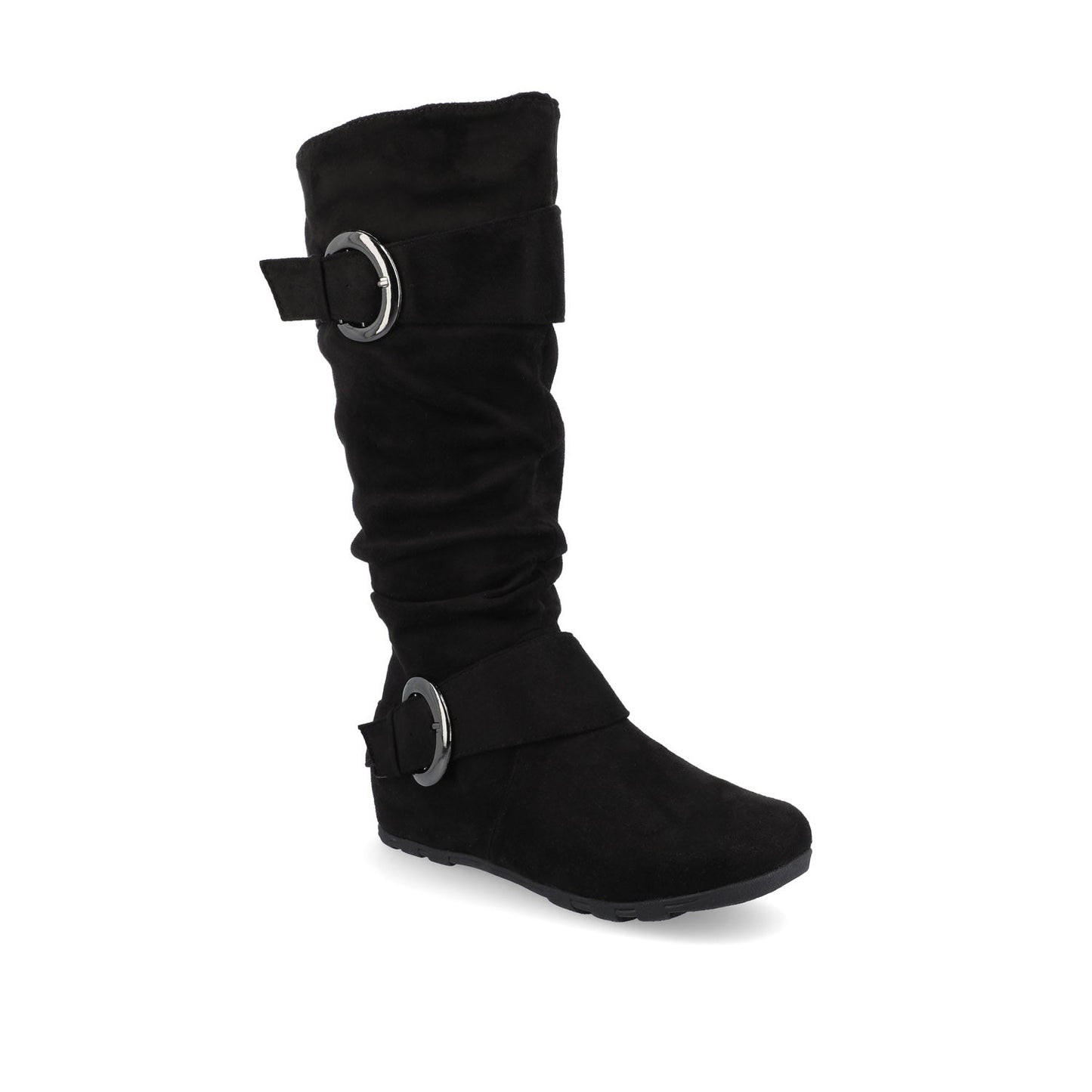 Journee JESTER KNEE HIGH BOOTS IN FAUX SUEDE - Black Faux Suede