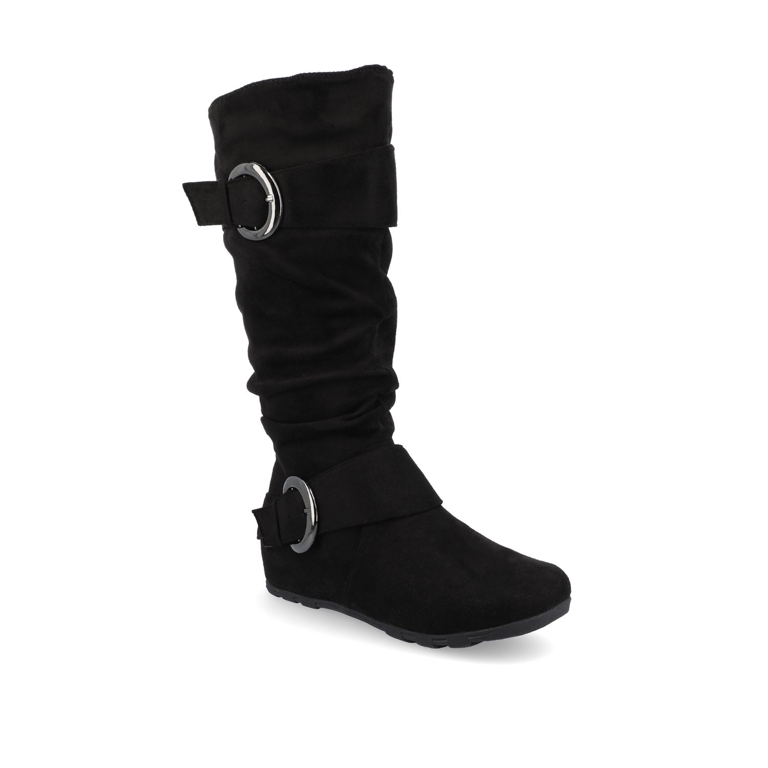 Journee JESTER KNEE HIGH BOOTS IN FAUX SUEDE - Black Faux Suede