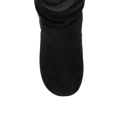 Journee JESTER KNEE HIGH BOOTS IN FAUX SUEDE - Black Faux Suede