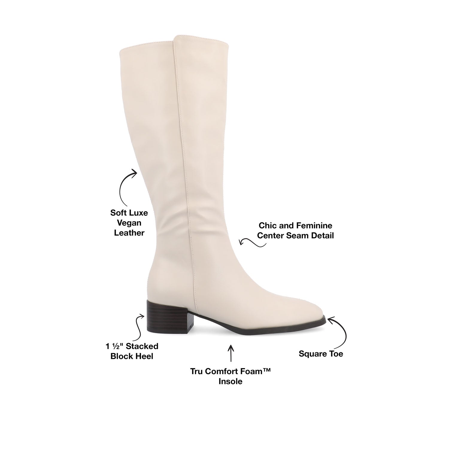 Journee DEVRI KNEE HIGH BOOTS IN VEGAN LEATHER - Bone