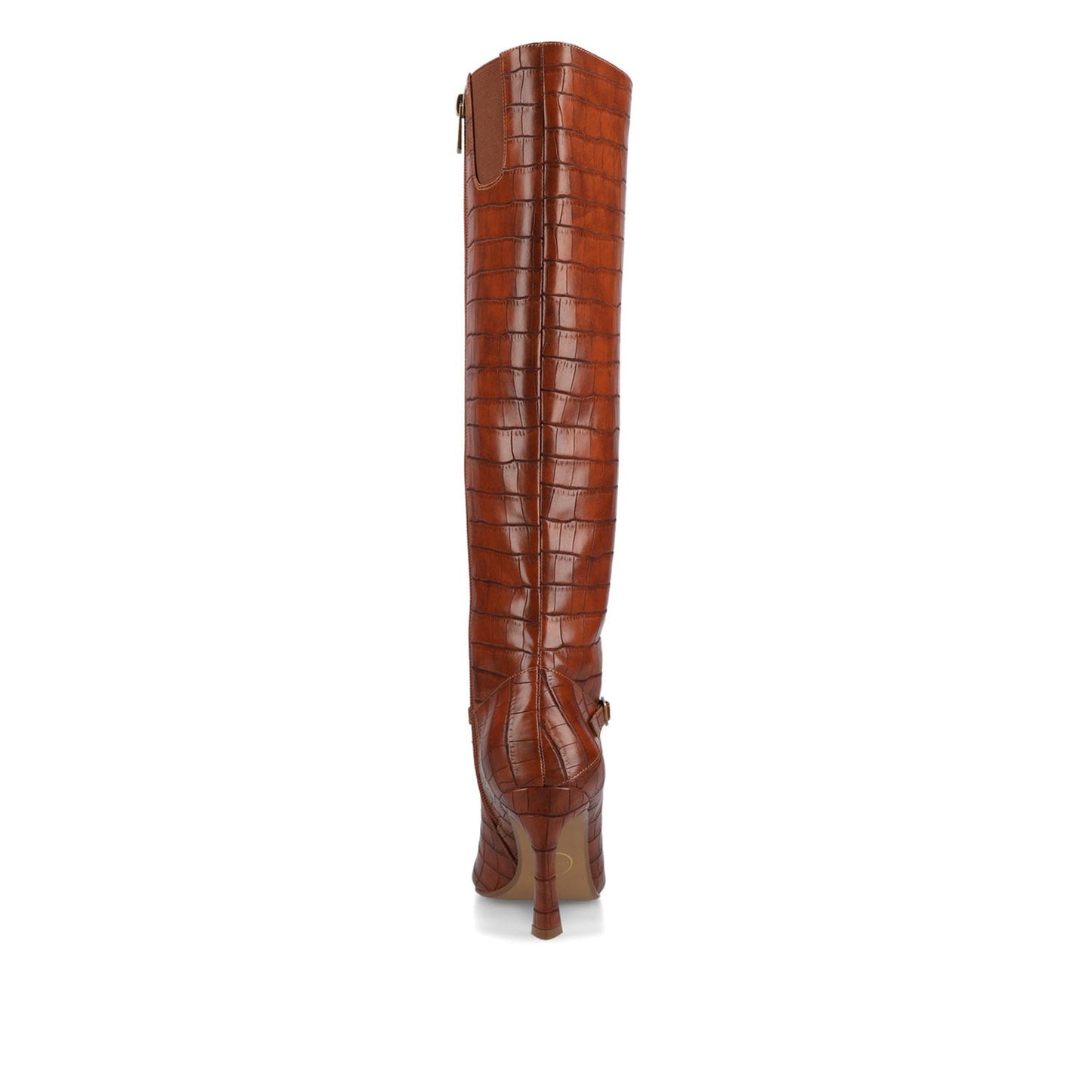 Journee ELARA KNEE HIGH DRESS BOOTS - Croco Cognac
