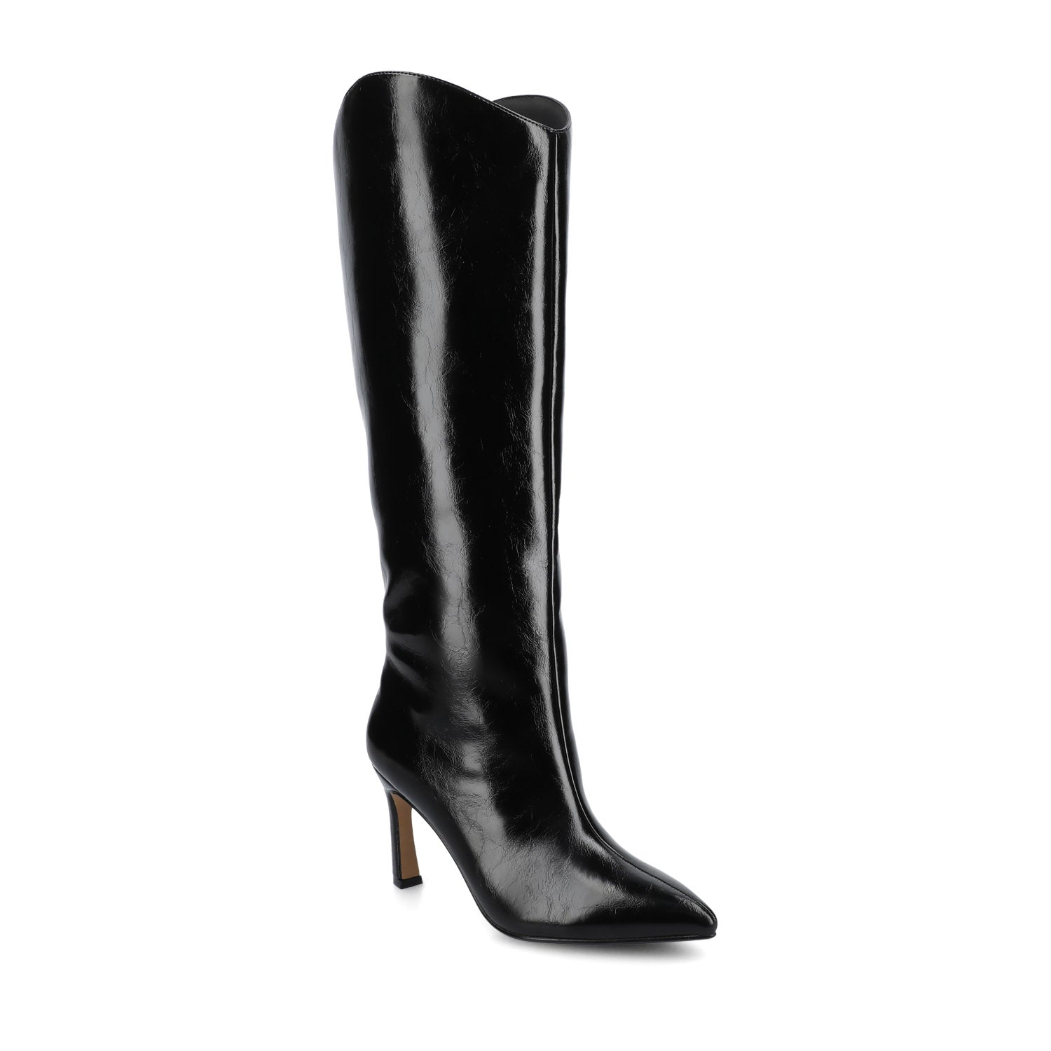 Journee REHELA KNEE HIGH BOOTS IN VEGAN LEATHER - Black Patent