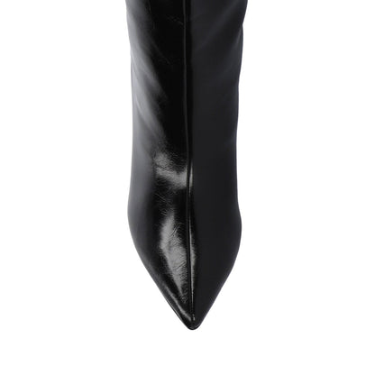 Journee REHELA KNEE HIGH BOOTS IN VEGAN LEATHER - Black Patent