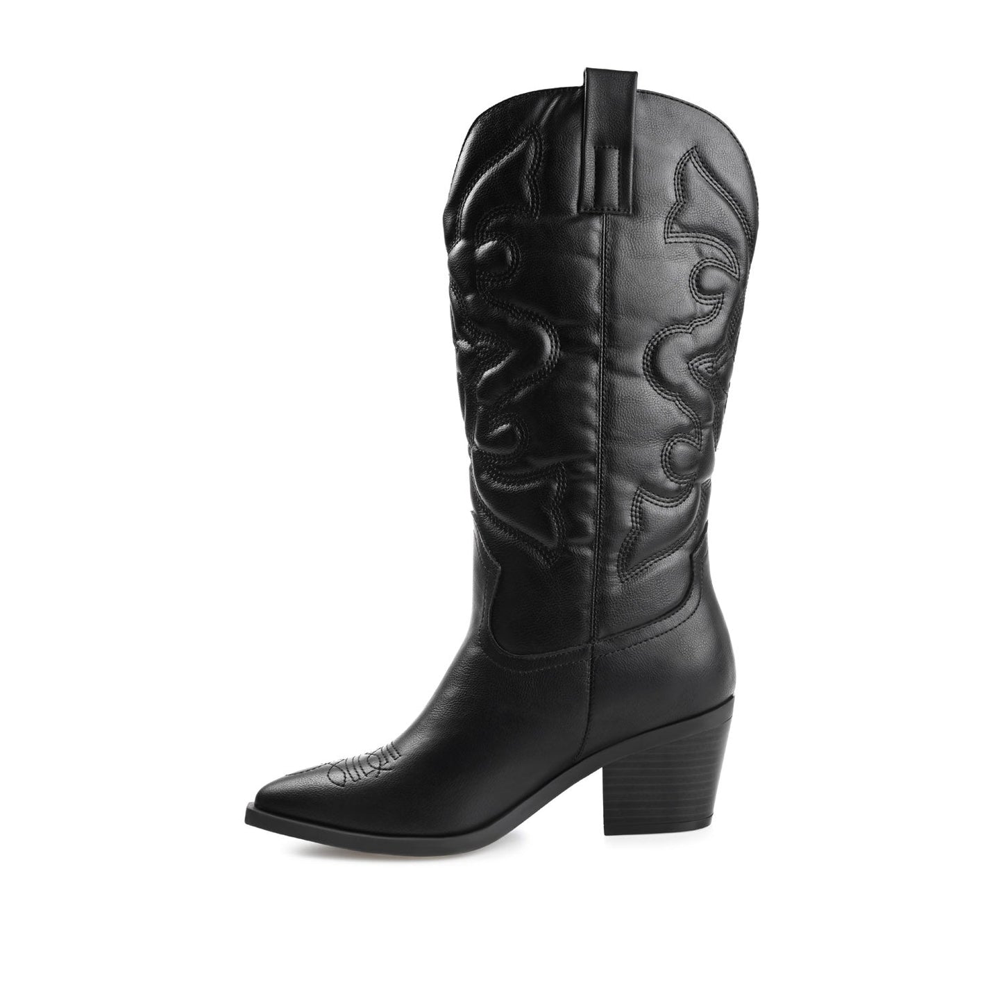 Journee CHANTRY COWGIRL BOOTS IN VEGAN LEATHER - Black PU
