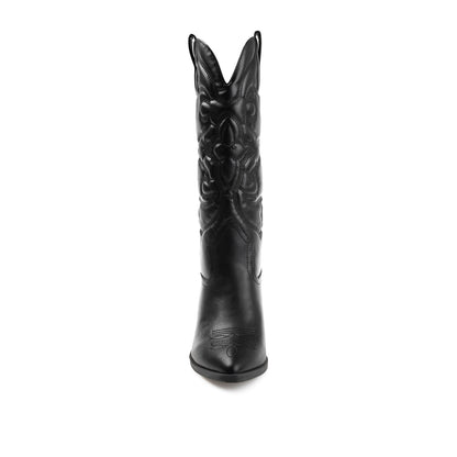 Journee CHANTRY COWGIRL BOOTS IN VEGAN LEATHER - Black PU
